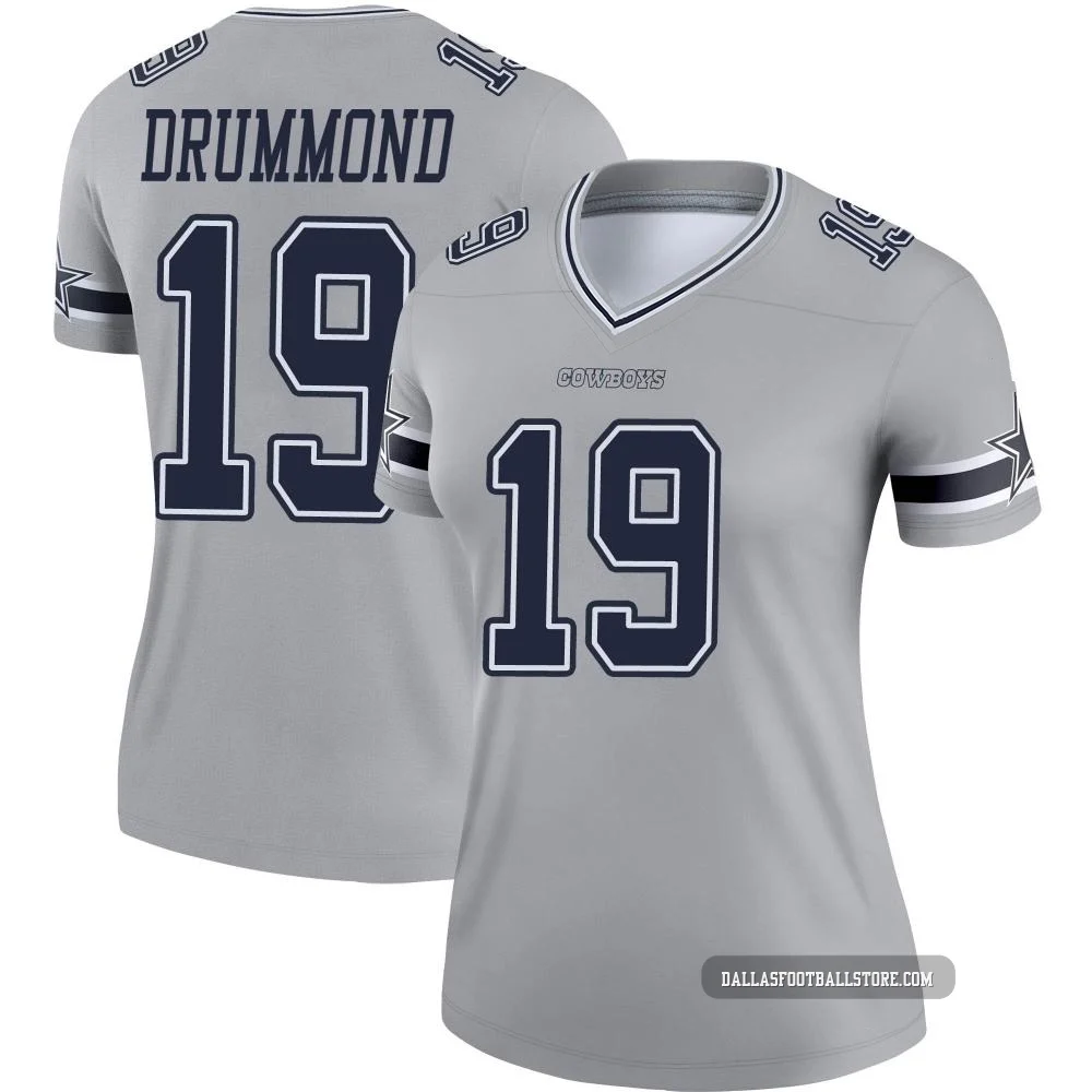 Dontario Drummond Dallas Cowboys ＃19 Legend Women's Gray Inverted Jersey