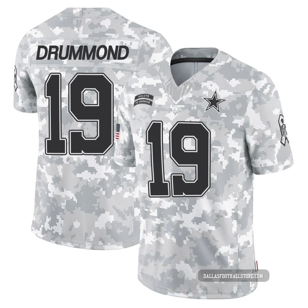 Dontario Drummond Dallas Cowboys ＃19 Limited Youth Arctic Camo 2024 Salute to Service Jersey