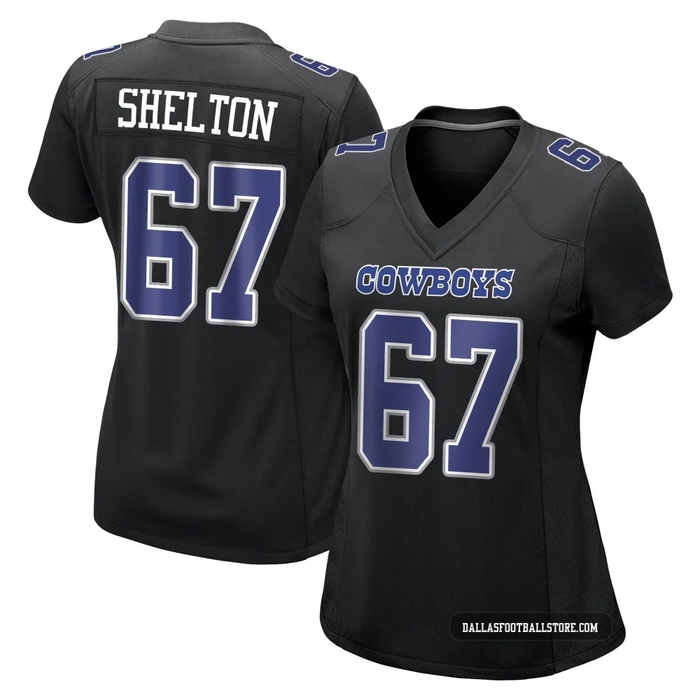 Drew Shelton Dallas Cowboys ＃67 Game Women's Black Carbon Fashion Jersey
