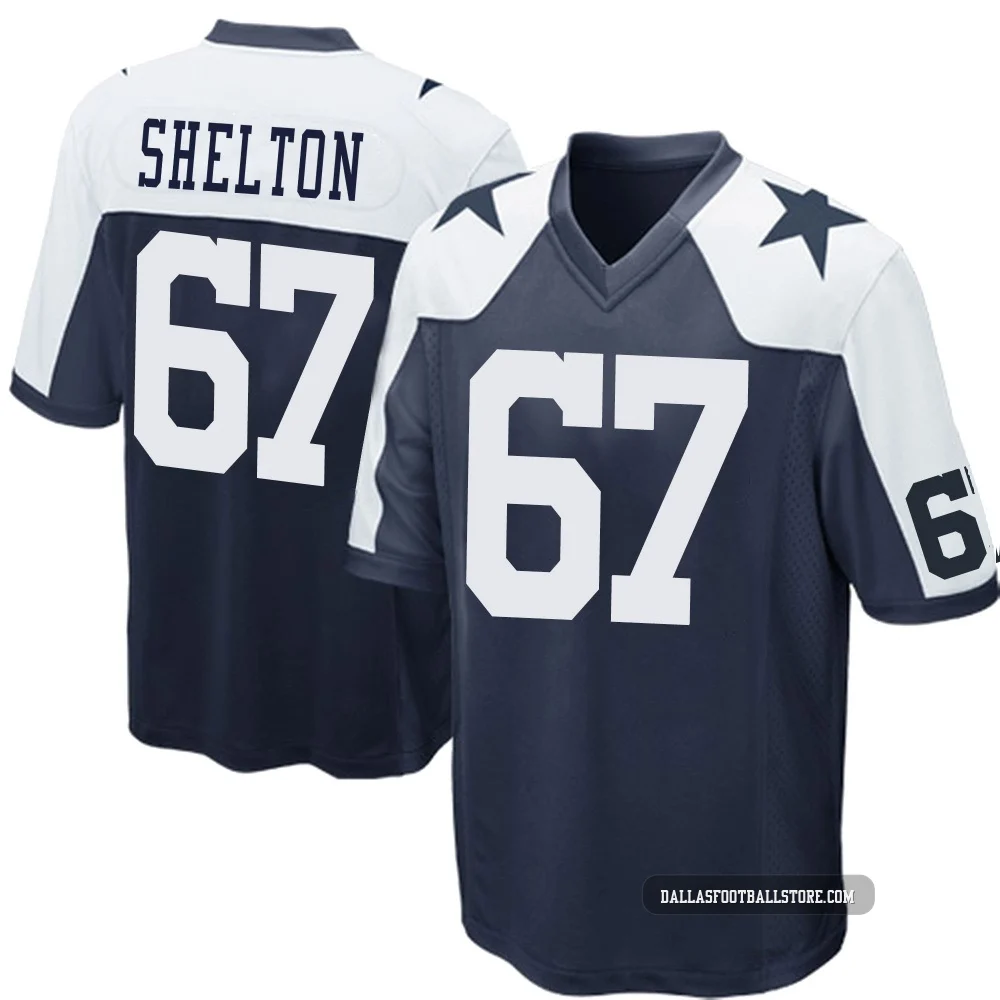 Drew Shelton Dallas Cowboys ＃67 Game Youth Navy Blue Throwback Jersey