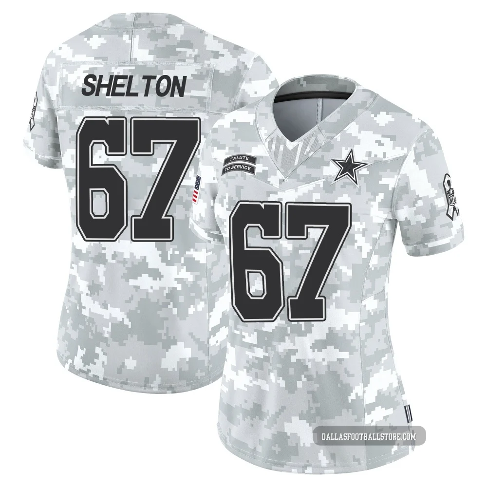 Drew Shelton Dallas Cowboys ＃67 Limited Women's Arctic Camo 2024 Salute to Service Jersey