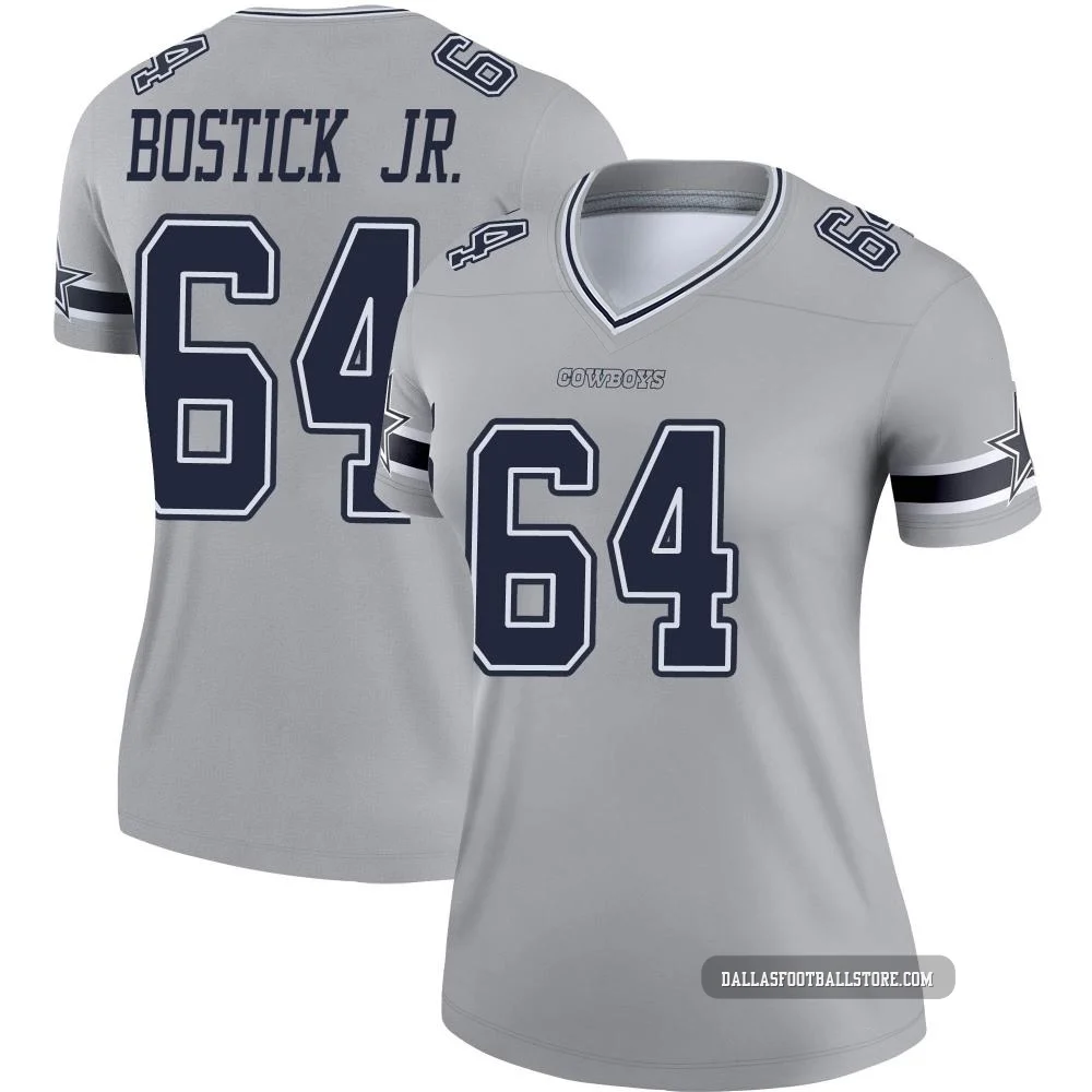 Earl Bostick Jr. Dallas Cowboys ＃64 Legend Women's Gray Inverted Jersey