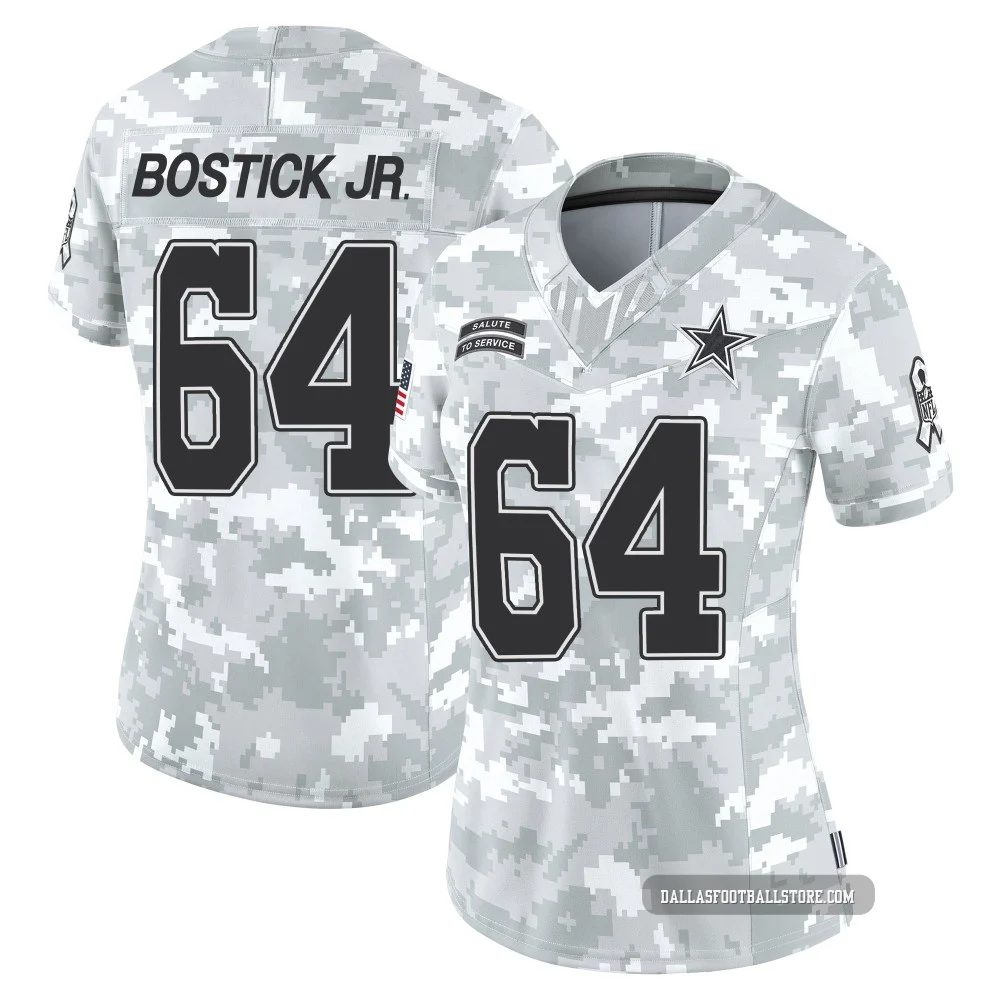 Earl Bostick Jr. Dallas Cowboys ＃64 Limited Women's Arctic Camo 2024 Salute to Service Jersey