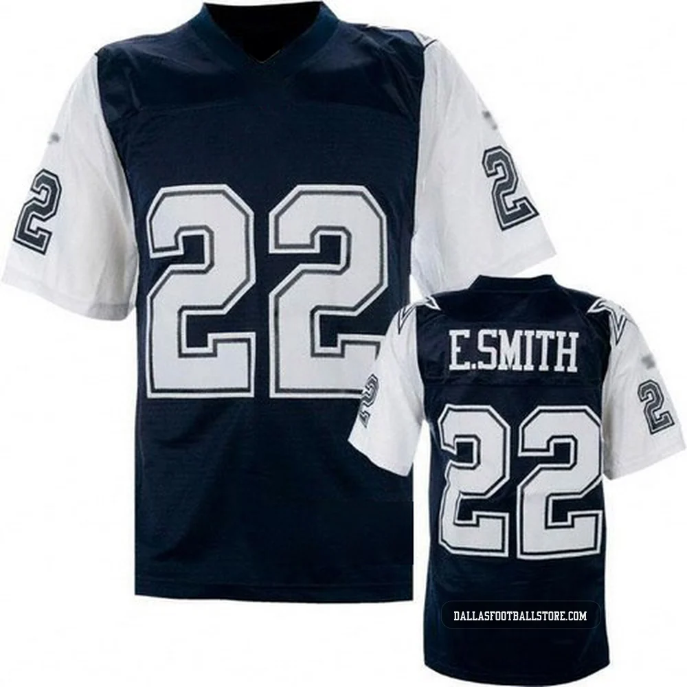 Emmitt Smith Dallas Cowboys ＃22 Authentic Men's Blue/White Mitchell And Ness Navy Throwback Jersey