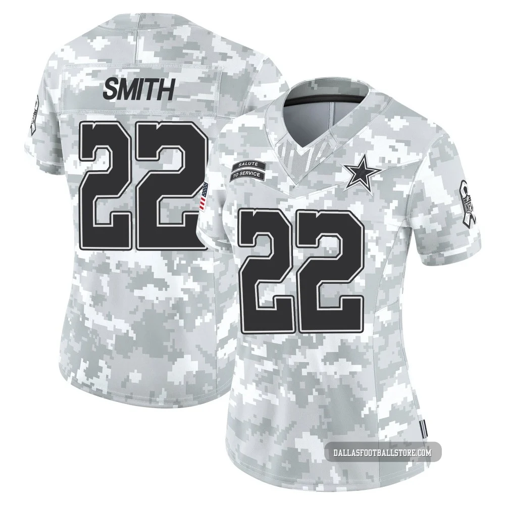 Emmitt Smith Dallas Cowboys ＃22 Limited Women's Arctic Camo 2024 Salute to Service Jersey