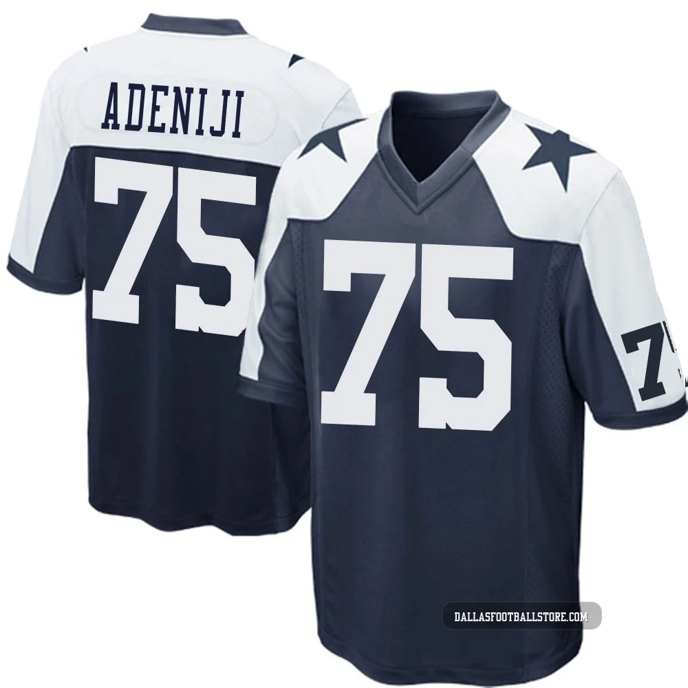 Hakeem Adeniji Dallas Cowboys ＃75 Game Men's Navy Blue Throwback Jersey