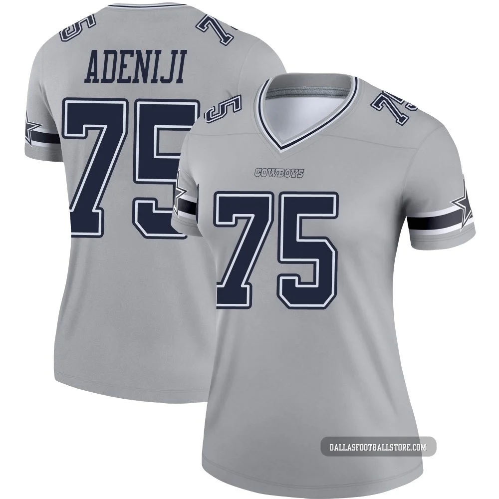 Hakeem Adeniji Dallas Cowboys ＃75 Legend Women's Gray Inverted Jersey