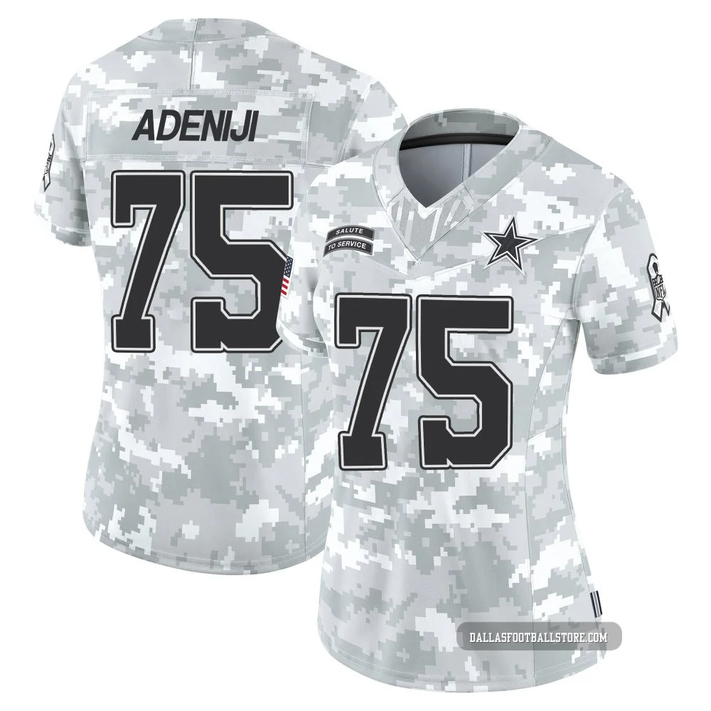 Hakeem Adeniji Dallas Cowboys ＃75 Limited Women's Arctic Camo 2024 Salute to Service Jersey