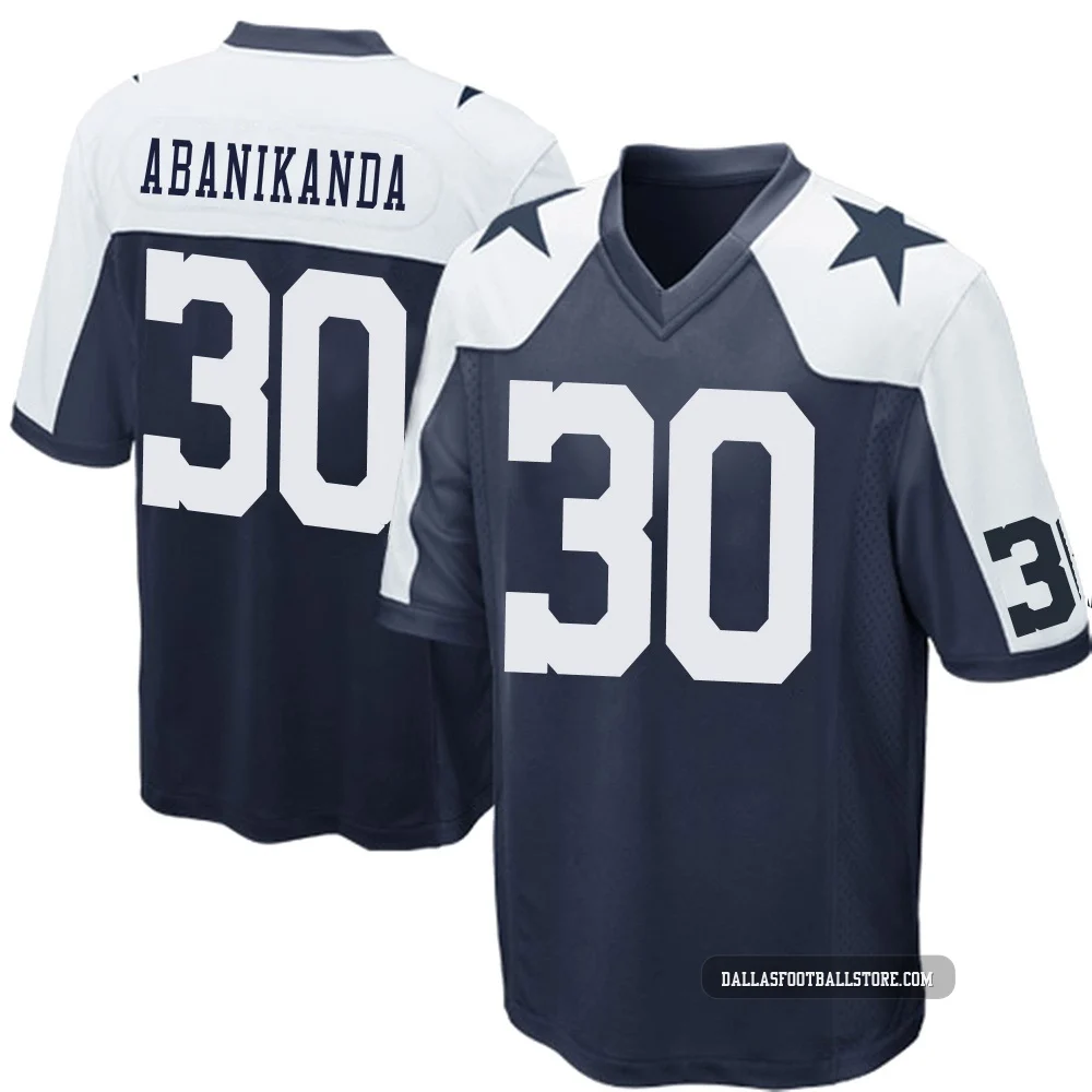 Israel Abanikanda Dallas Cowboys ＃30 Game Youth Navy Blue Throwback Jersey