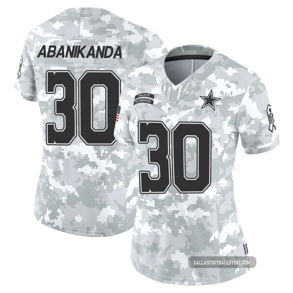 Israel Abanikanda Dallas Cowboys ＃30 Limited Women's Arctic Camo 2024 Salute to Service Jersey