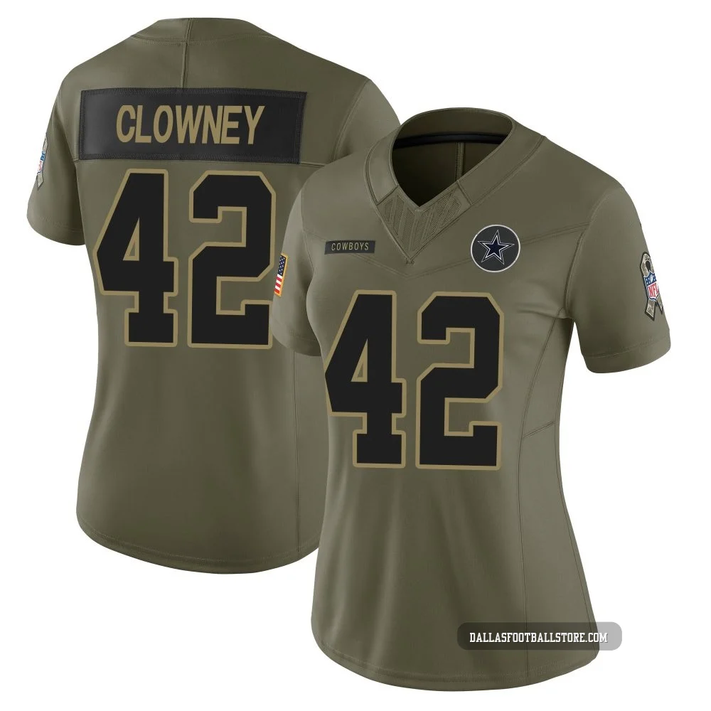 Jadeveon Clowney Dallas Cowboys ＃42 Limited Women's Olive 2025 Salute to Service Jersey