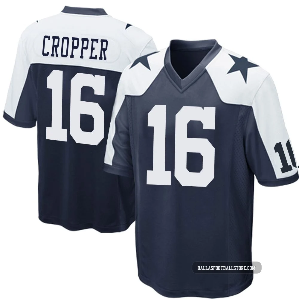 Jalen Cropper Dallas Cowboys ＃16 Game Men's Navy Blue Throwback Jersey