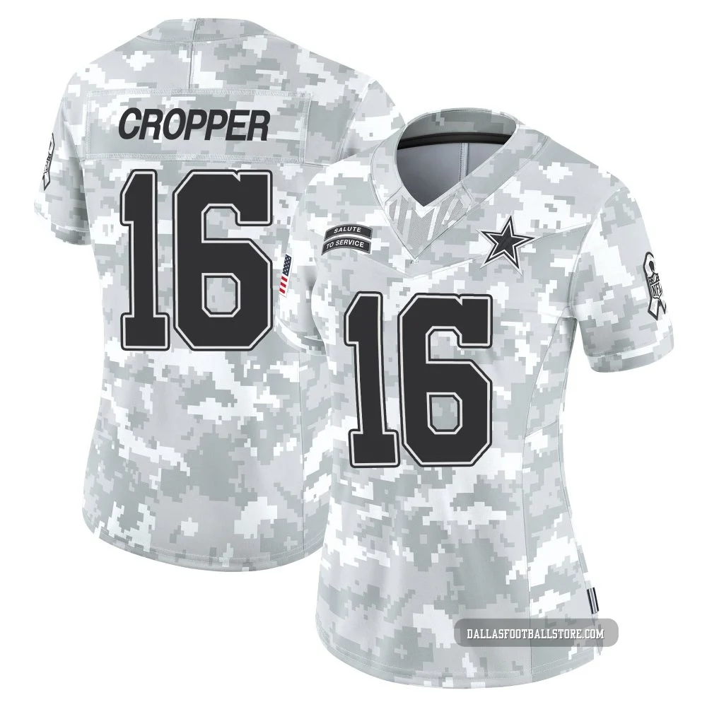 Jalen Cropper Dallas Cowboys ＃16 Limited Women's Arctic Camo 2024 Salute to Service Jersey