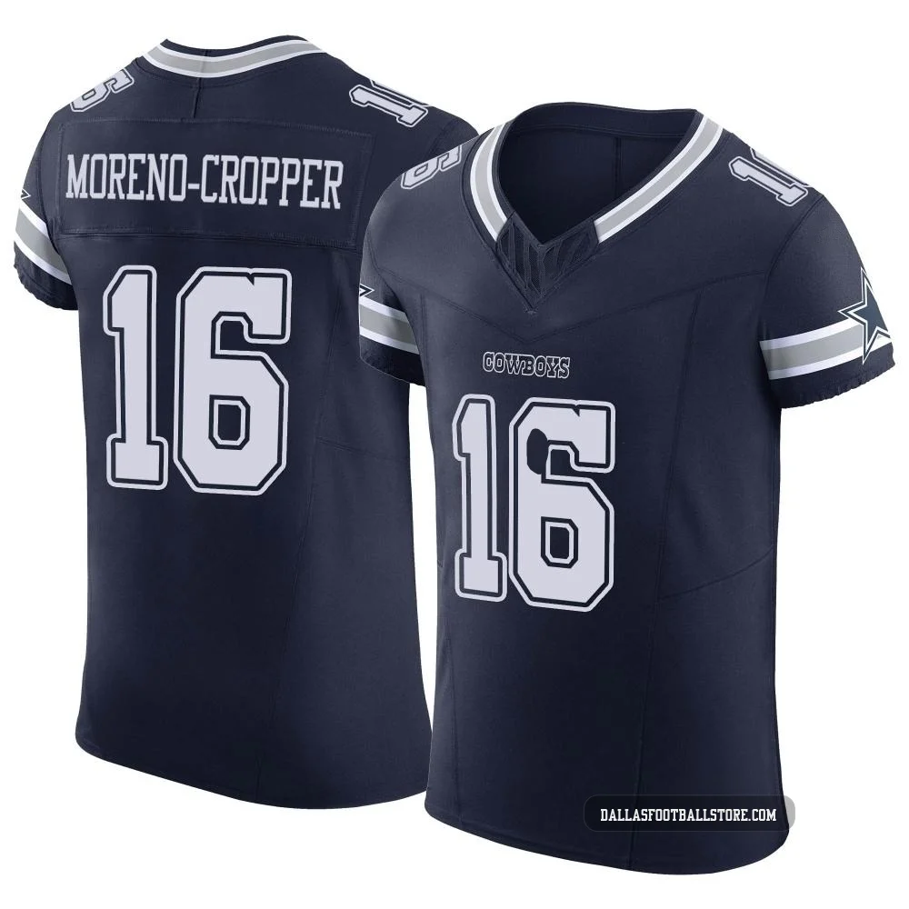Jalen Moreno-Cropper Dallas Cowboys ＃16 Elite Men's Navy Vapor F.U.S.E. Jersey