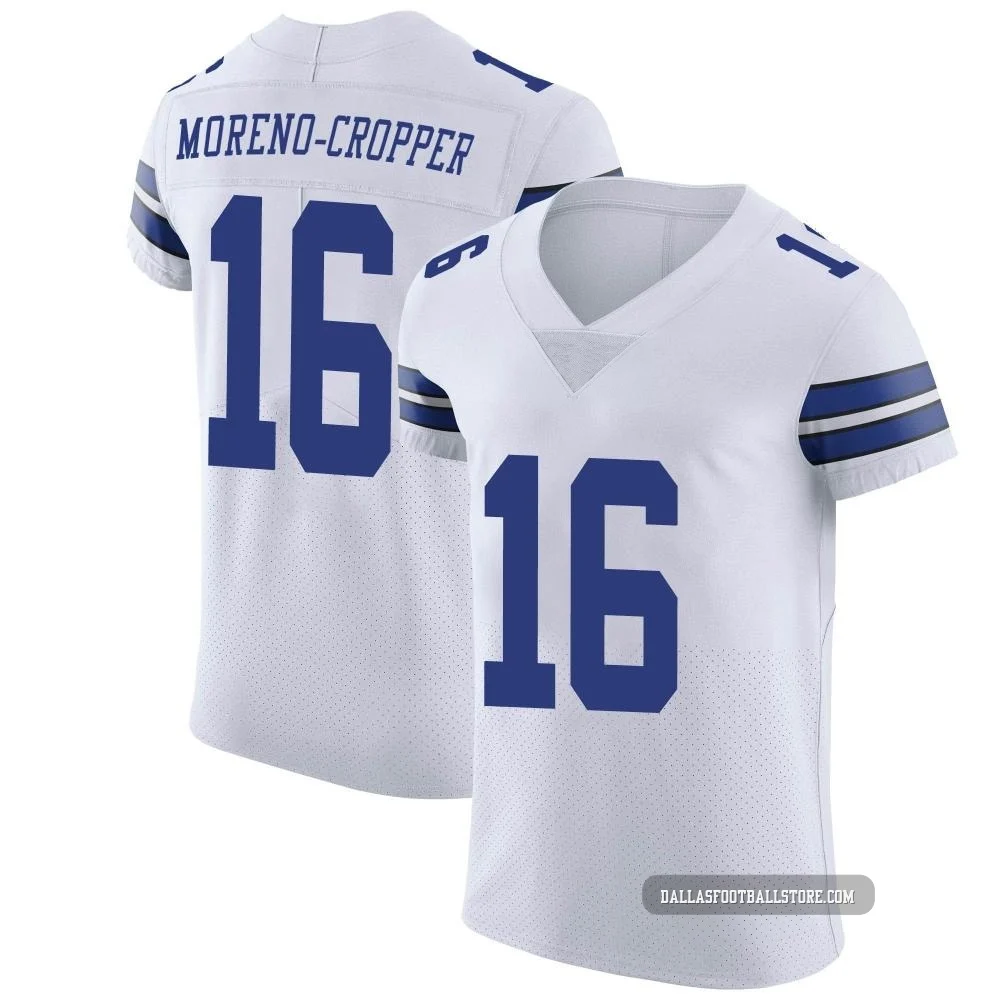 Jalen Moreno-Cropper Dallas Cowboys ＃16 Elite Men's White Vapor Untouchable Jersey