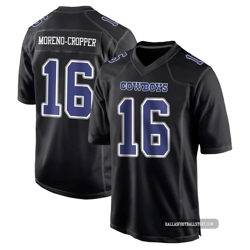Jalen Moreno-Cropper Dallas Cowboys ＃16 Game Men's Black Carbon Fashion Jersey
