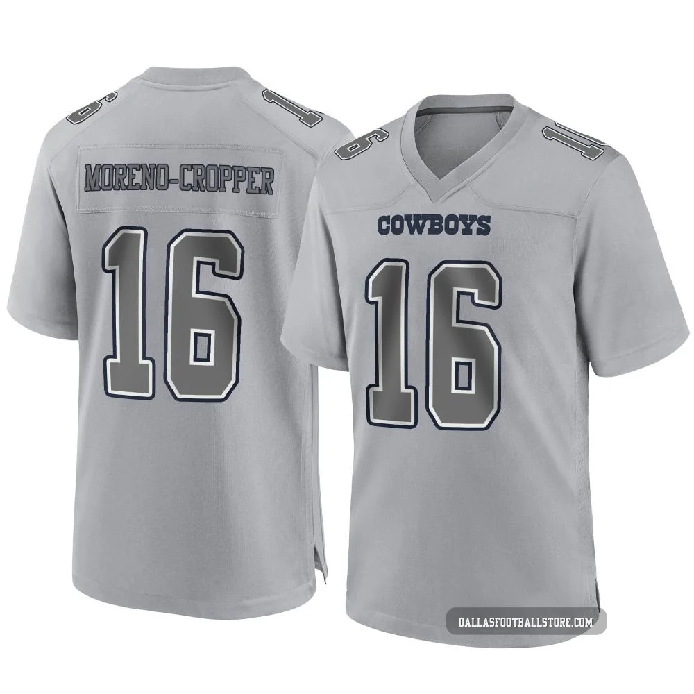 Jalen Moreno-Cropper Dallas Cowboys ＃16 Game Men's Gray Atmosphere Fashion Jersey