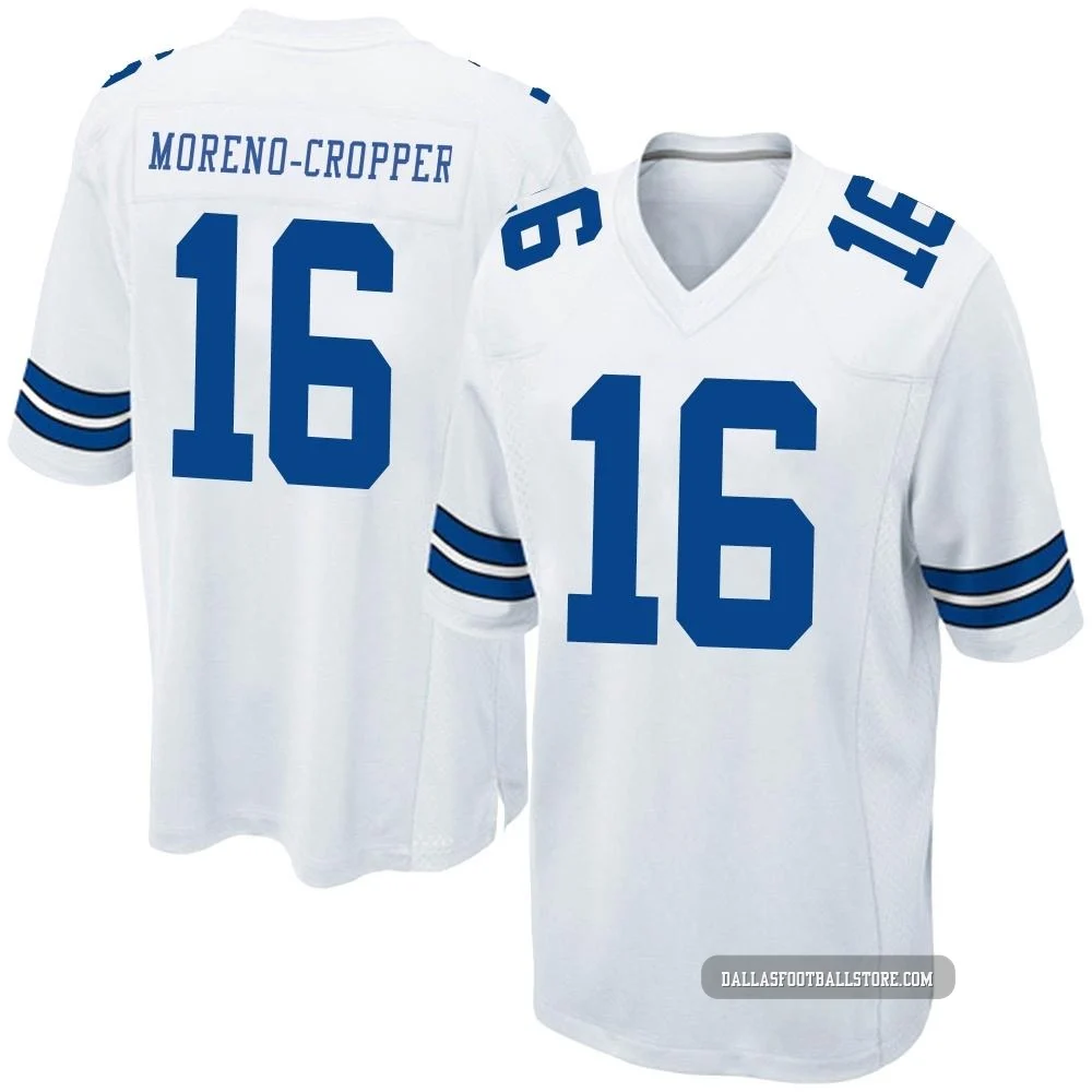 Jalen Moreno-Cropper Dallas Cowboys ＃16 Game Men's White Jersey