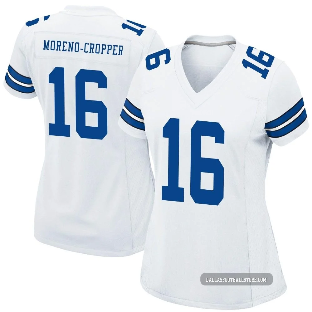Jalen Moreno-Cropper Dallas Cowboys ＃16 Game Women's White Jersey