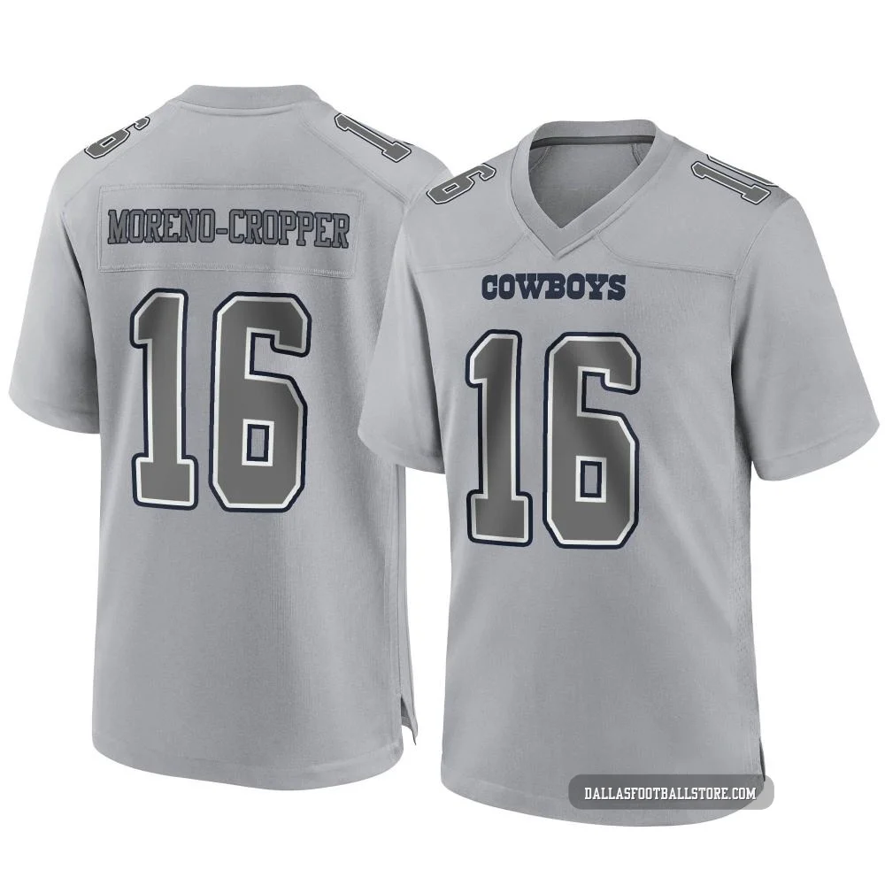 Jalen Moreno-Cropper Dallas Cowboys ＃16 Game Youth Gray Atmosphere Fashion Jersey