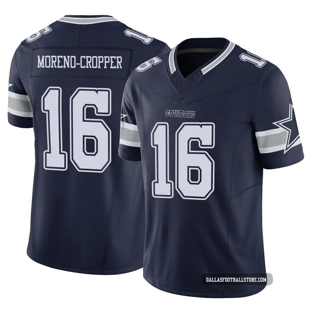 Jalen Moreno-Cropper Dallas Cowboys ＃16 Limited Men's Navy Vapor F.U.S.E. Jersey
