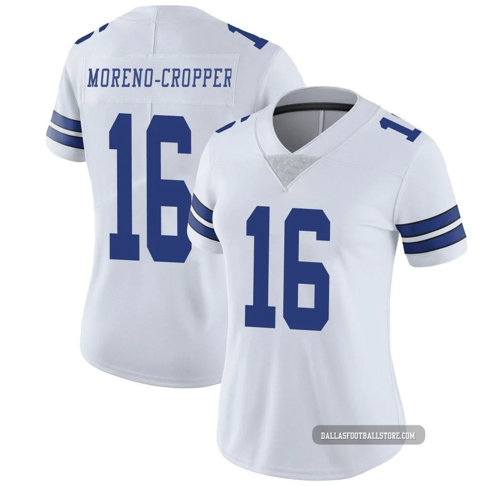 Jalen Moreno-Cropper Dallas Cowboys ＃16 Limited Women's White Vapor Untouchable Jersey