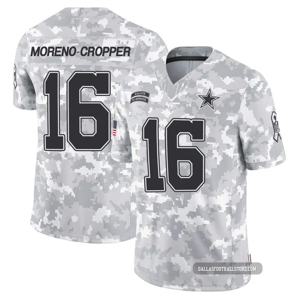 Jalen Moreno-Cropper Dallas Cowboys ＃16 Limited Youth Arctic Camo 2024 Salute to Service Jersey