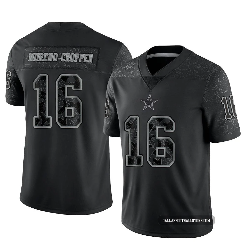 Jalen Moreno-Cropper Dallas Cowboys ＃16 Limited Youth Black Reflective Jersey