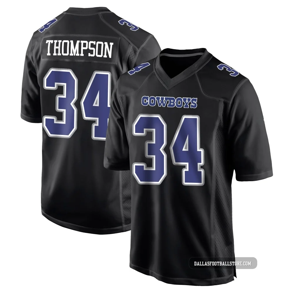 Jalen Thompson Dallas Cowboys ＃34 Game Men's Black Carbon Fashion Jersey