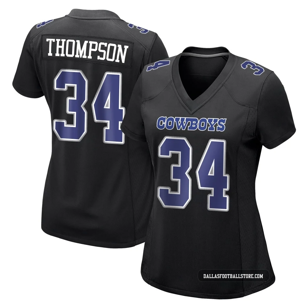 Jalen Thompson Dallas Cowboys ＃34 Game Women's Black Carbon Fashion Jersey