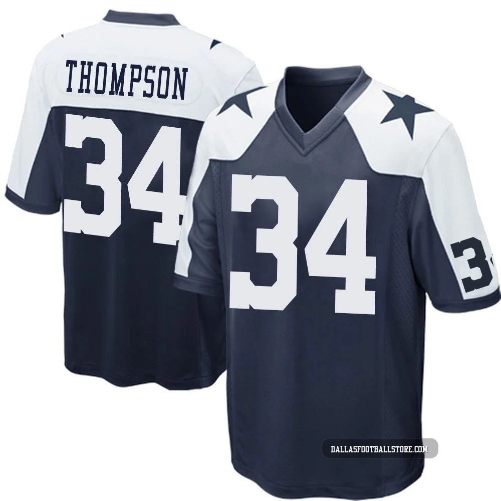 Jalen Thompson Dallas Cowboys ＃34 Game Youth Navy Blue Throwback Jersey