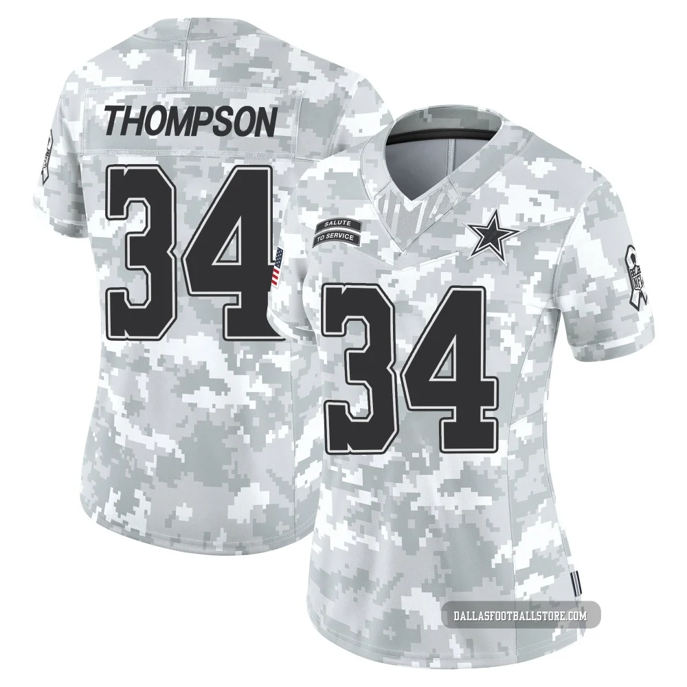 Jalen Thompson Dallas Cowboys ＃34 Limited Women's Arctic Camo 2024 Salute to Service Jersey