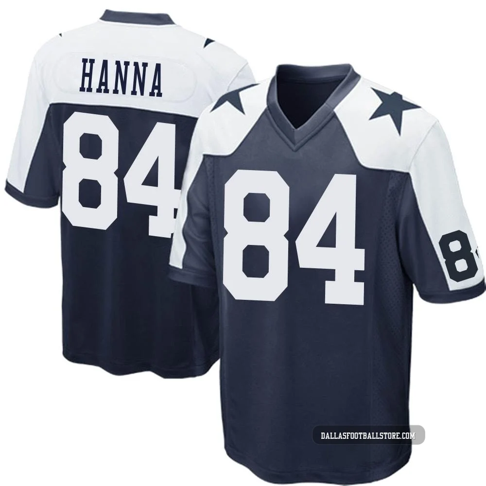 James Hanna Dallas Cowboys ＃84 Game Men's Navy Blue Throwback Jersey