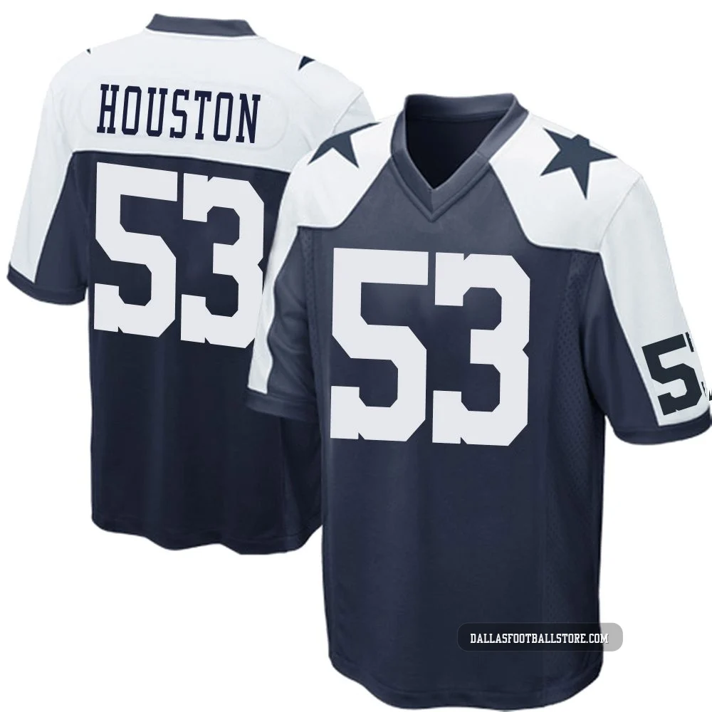 James Houston Dallas Cowboys ＃53 Game Men's Navy Blue Throwback Jersey