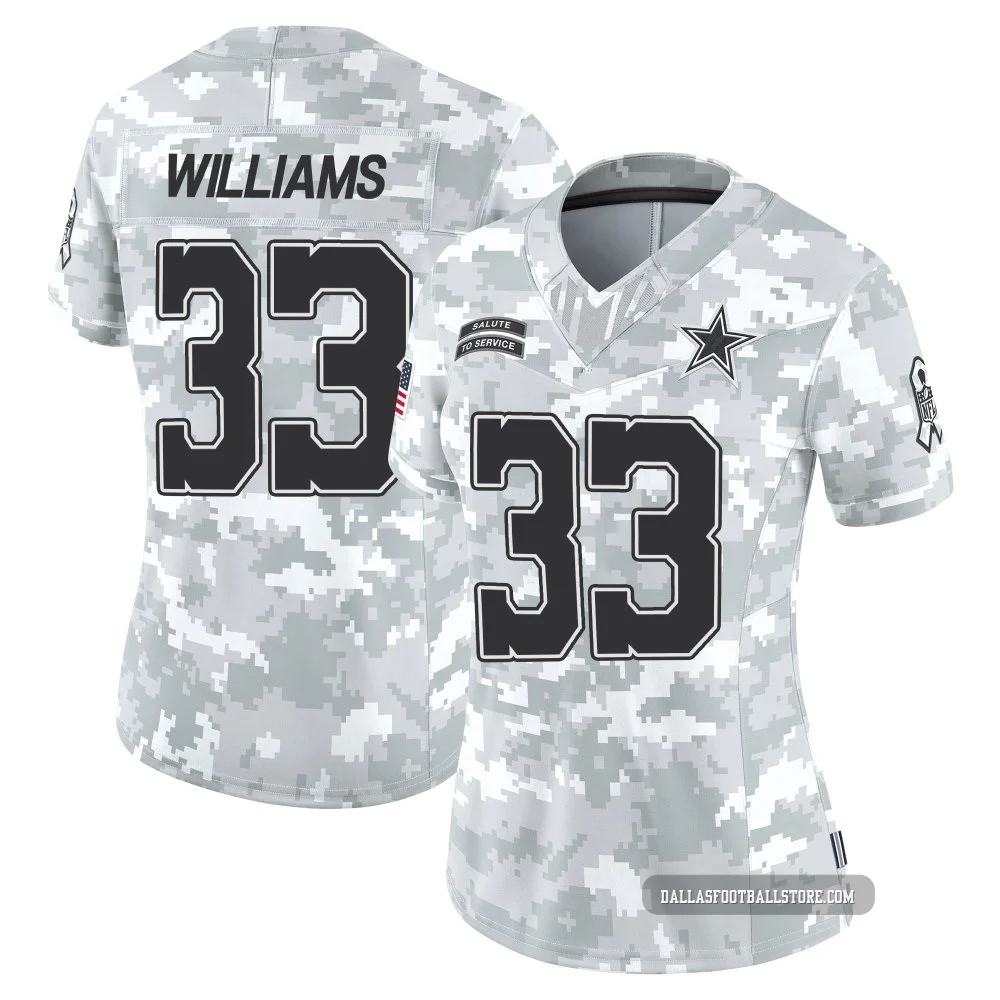 Javonte Williams Dallas Cowboys ＃33 Limited Women's Arctic Camo 2024 Salute to Service Jersey