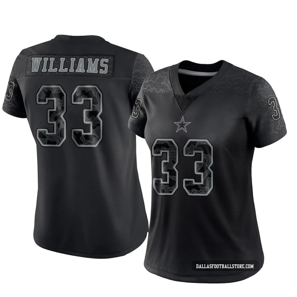 Javonte Williams Dallas Cowboys ＃33 Limited Women's Black Reflective Jersey