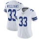 Javonte Williams Dallas Cowboys ＃33 Limited Women's White Vapor Untouchable Jersey