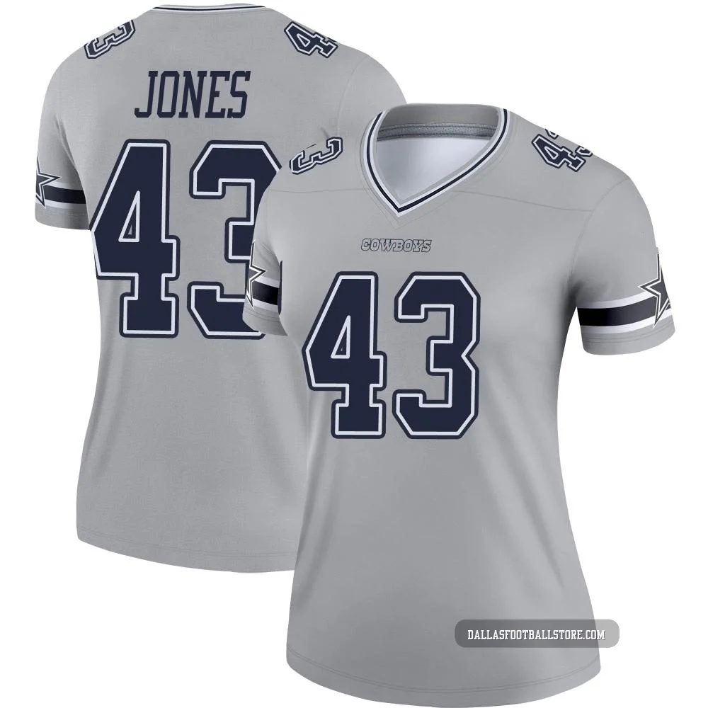 Joe Jones Dallas Cowboys ＃43 Legend Women's Gray Inverted Jersey
