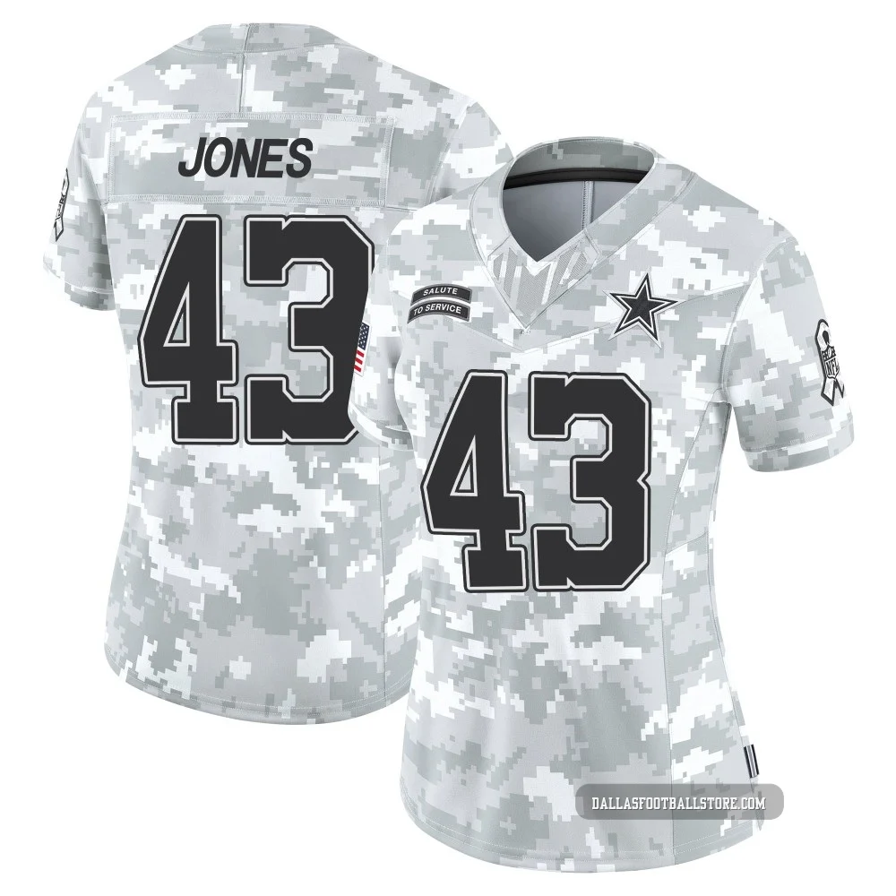 Joe Jones Dallas Cowboys ＃43 Limited Women's Arctic Camo 2024 Salute to Service Jersey