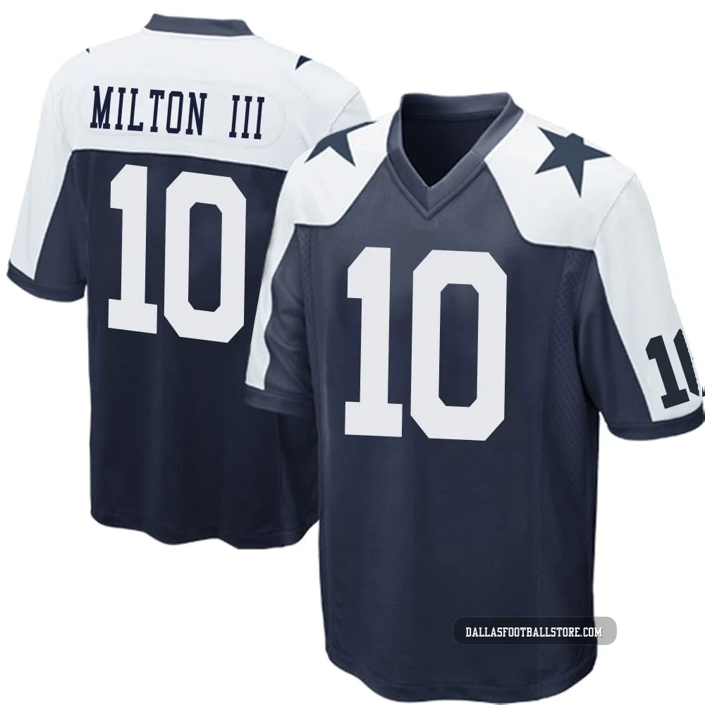 Joe Milton III Dallas Cowboys ＃10 Game Youth Navy Blue Throwback Jersey