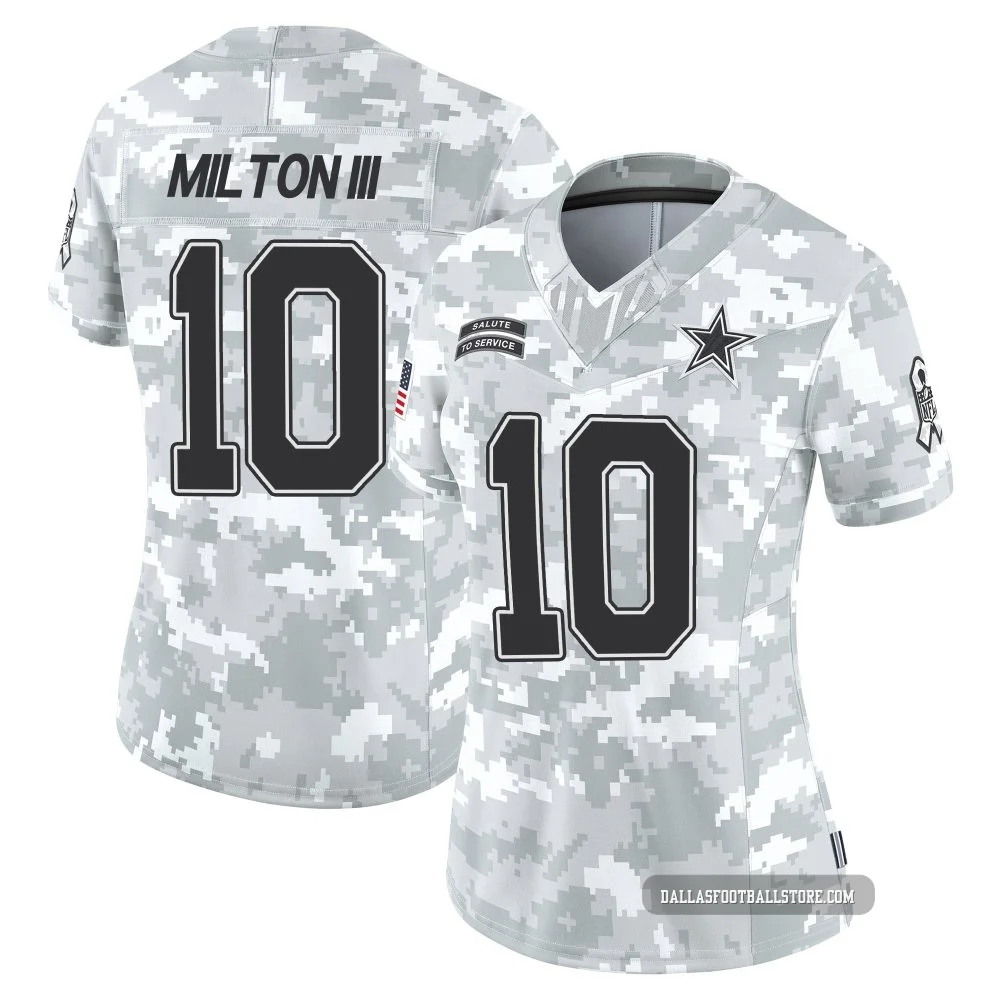 Joe Milton III Dallas Cowboys ＃10 Limited Women's Arctic Camo 2024 Salute to Service Jersey