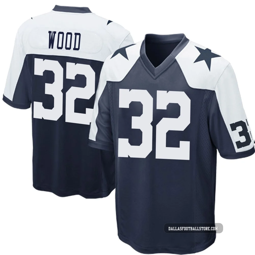 Julius Wood Dallas Cowboys ＃32 Game Youth Navy Blue Throwback Jersey