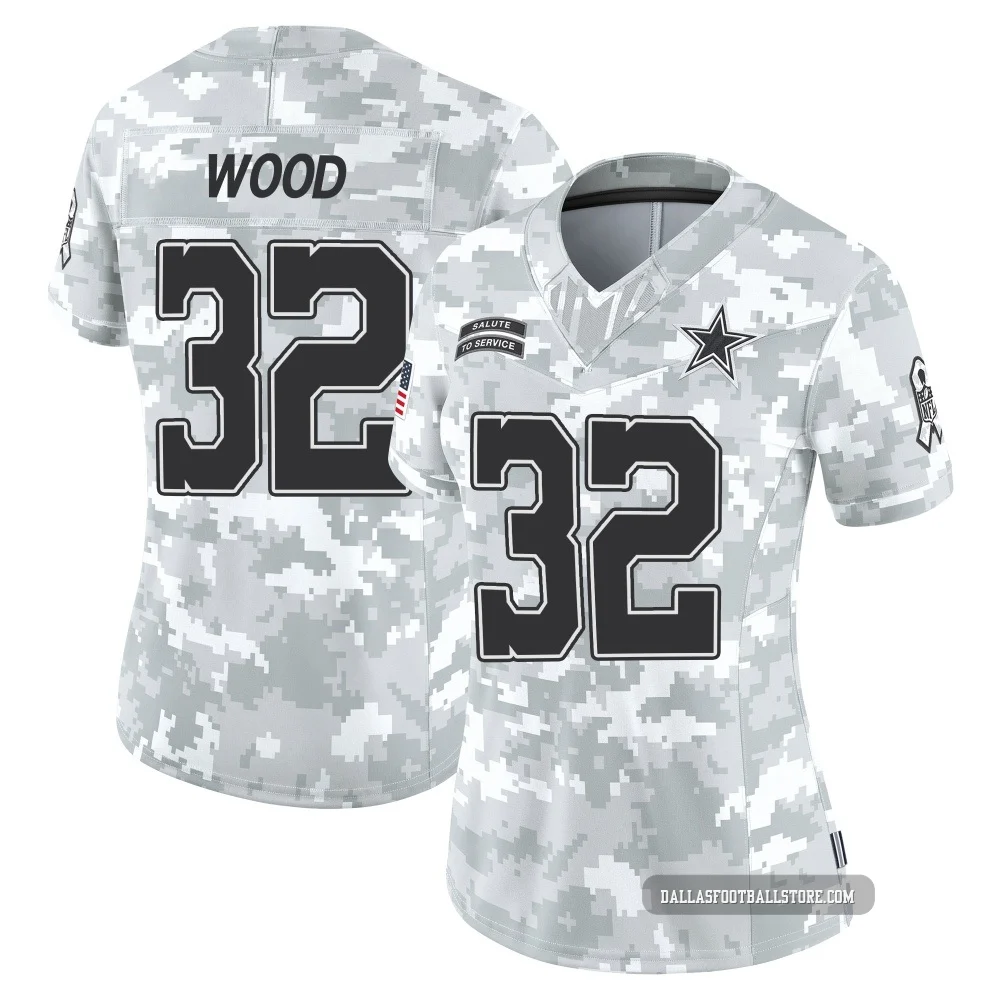 Julius Wood Dallas Cowboys ＃32 Limited Women's Arctic Camo 2024 Salute to Service Jersey