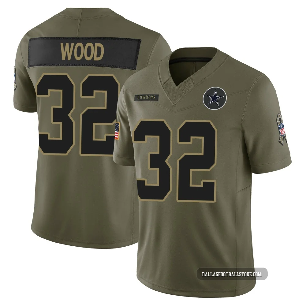 Julius Wood Dallas Cowboys ＃32 Limited Youth Olive 2025 Salute to Service Jersey