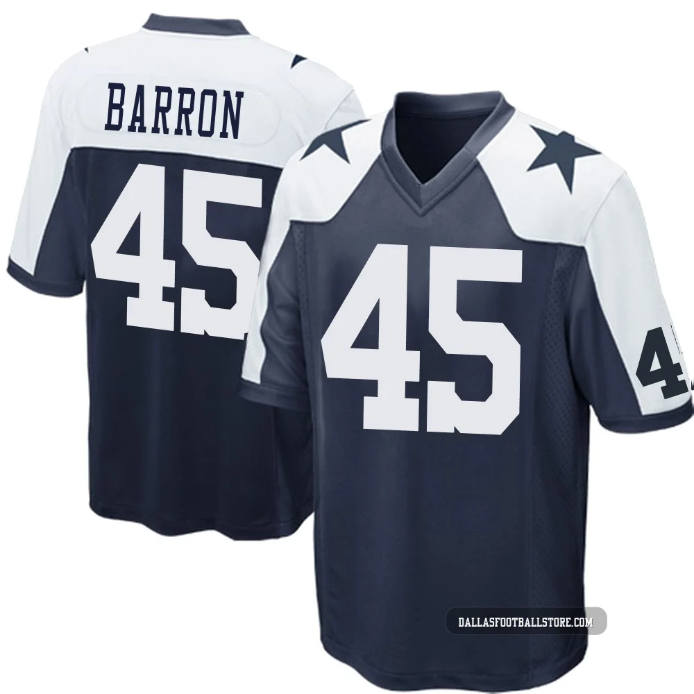 Justin Barron Dallas Cowboys ＃45 Game Men's Navy Blue Throwback Jersey