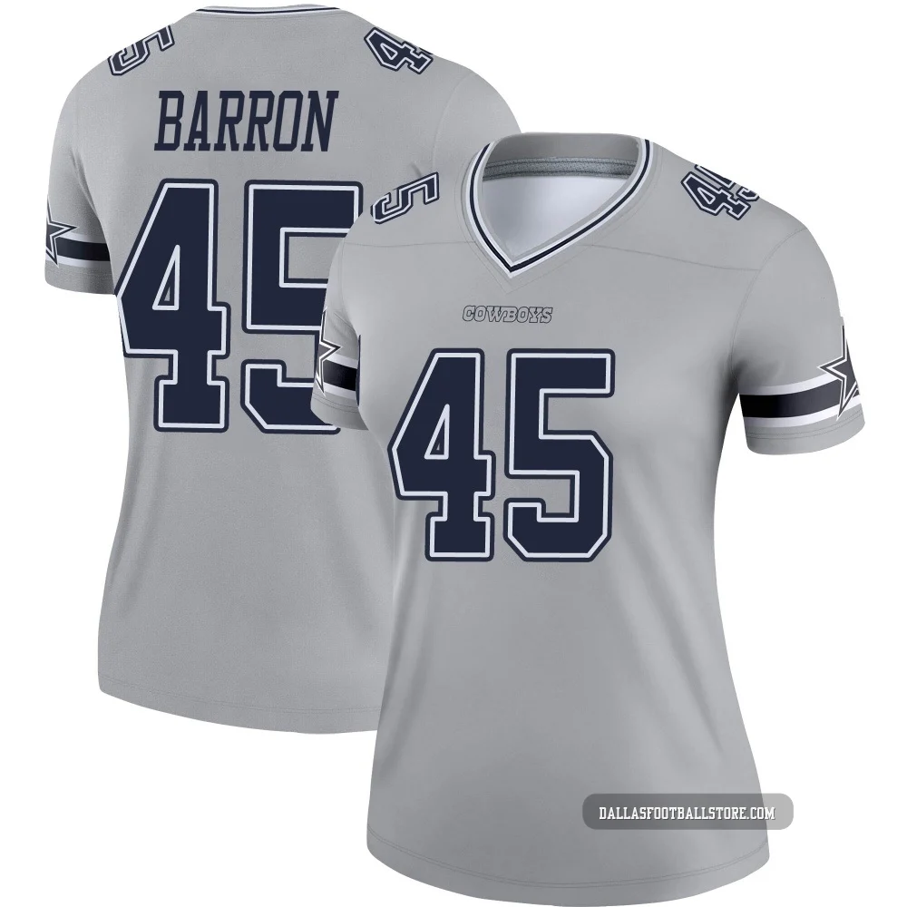 Justin Barron Dallas Cowboys ＃45 Legend Women's Gray Inverted Jersey