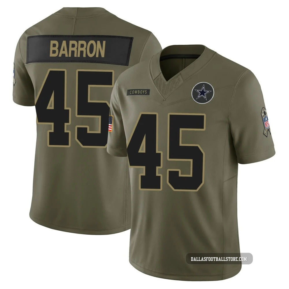 Justin Barron Dallas Cowboys ＃45 Limited Men's Olive 2025 Salute to Service Jersey