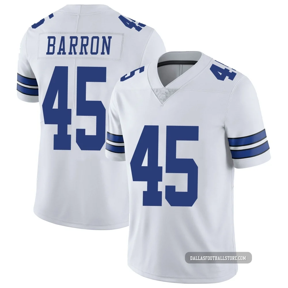 Justin Barron Dallas Cowboys ＃45 Limited Men's White Vapor Untouchable Jersey