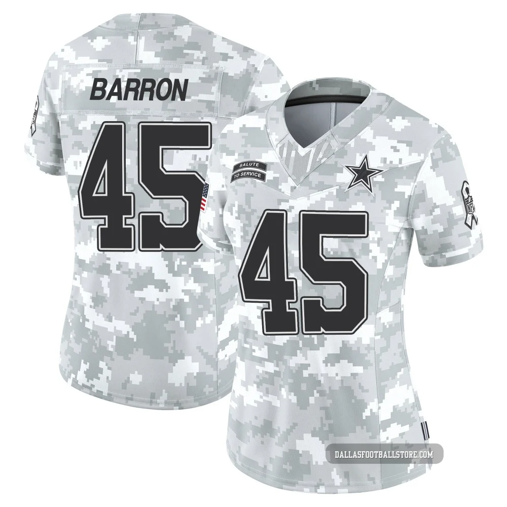 Justin Barron Dallas Cowboys ＃45 Limited Women's Arctic Camo 2024 Salute to Service Jersey