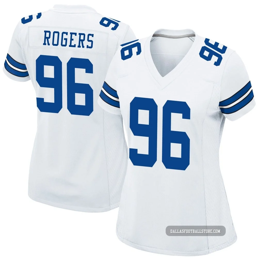 Justin Rogers Dallas Cowboys ＃96 Game Women's White Jersey